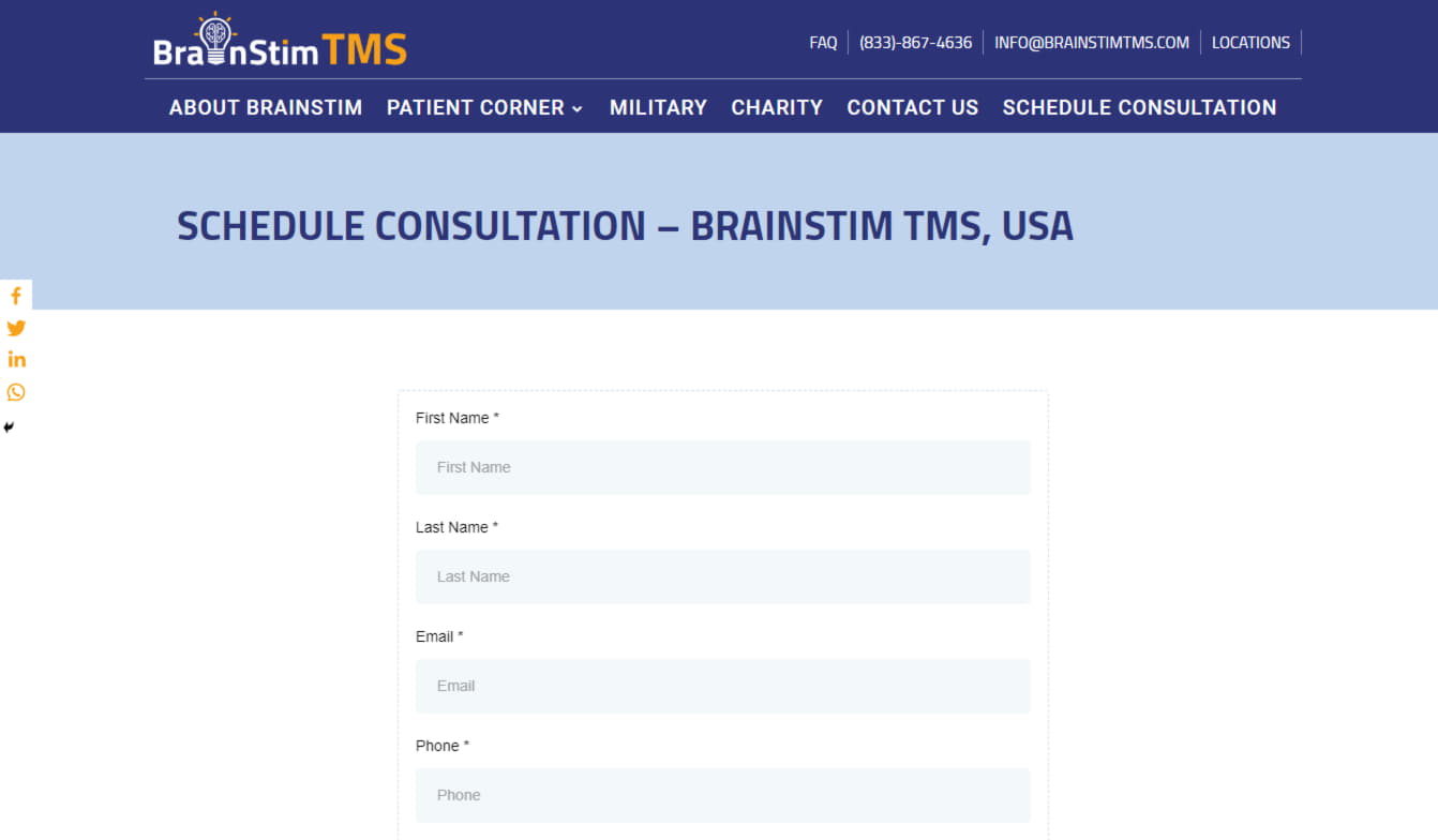 Schedule Consultation - BrainStim TMS USA